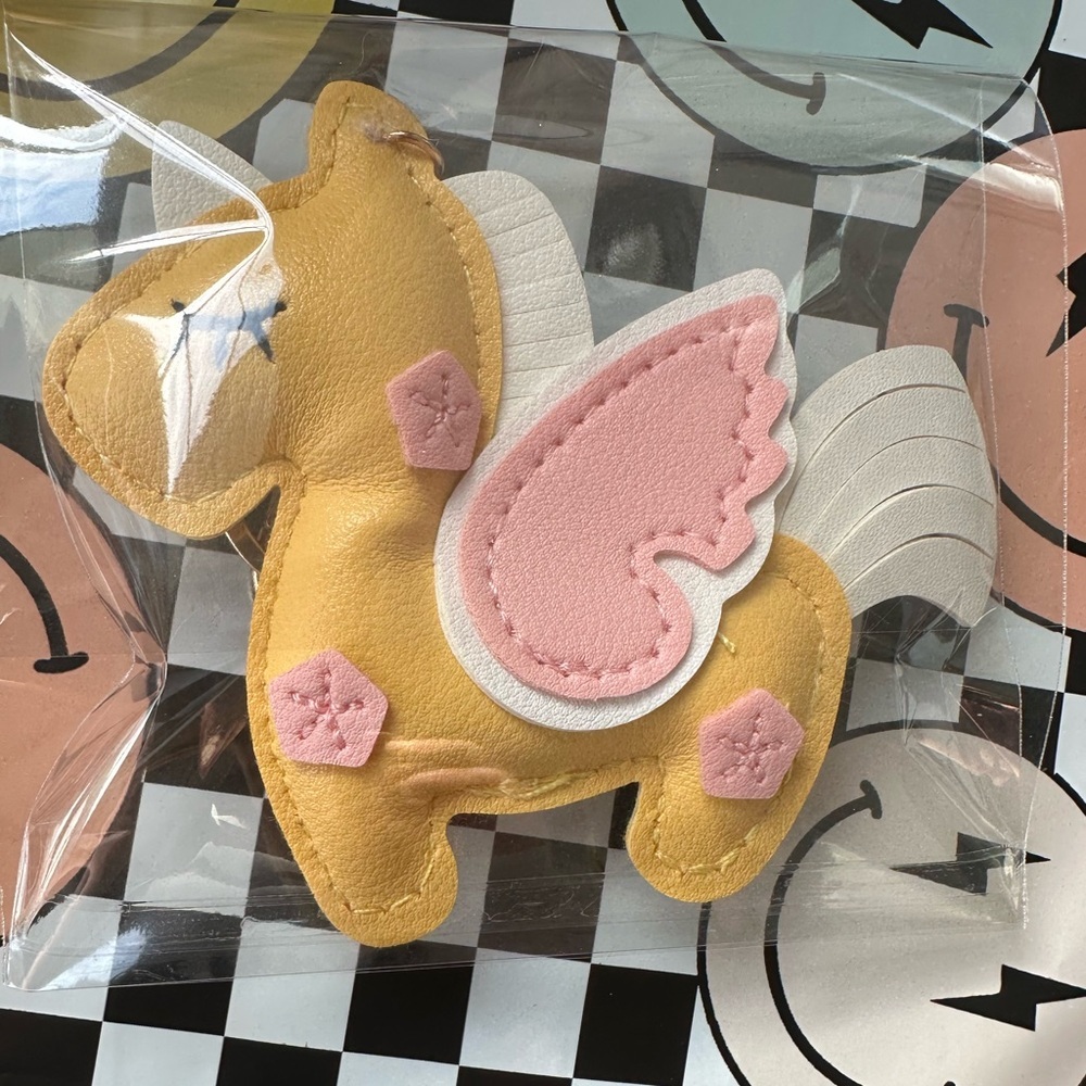 New Yellow Unicorn Keychain with Pink Accents - Picture 2 of 2